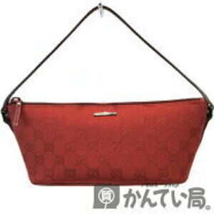 GUCCI Accessory Clutch Handbag Logo Plate GG Canvas Red Storage